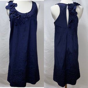 Calypso St. Barth Silk Embellished Sleeveless Midnight Blue Dress Size S